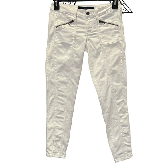 Jessica Simpson Jeans Womens 26 White Chevron Skinny Ankle Stretch Denim Seamed - Picture 1 of 12